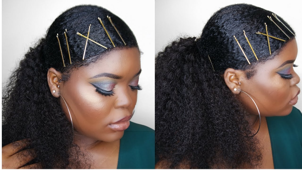 SLEEK LOW PONYTAIL ON THICK, KINKY NATURAL HAIR
