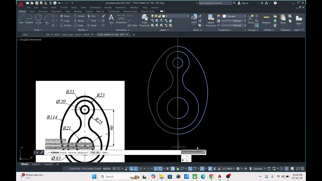 Làm Chủ AutoCAD 2D | Bài 12: Chi tiết cách thực hiện lệnh Copy, Mirror, Offset trong AutoCAD