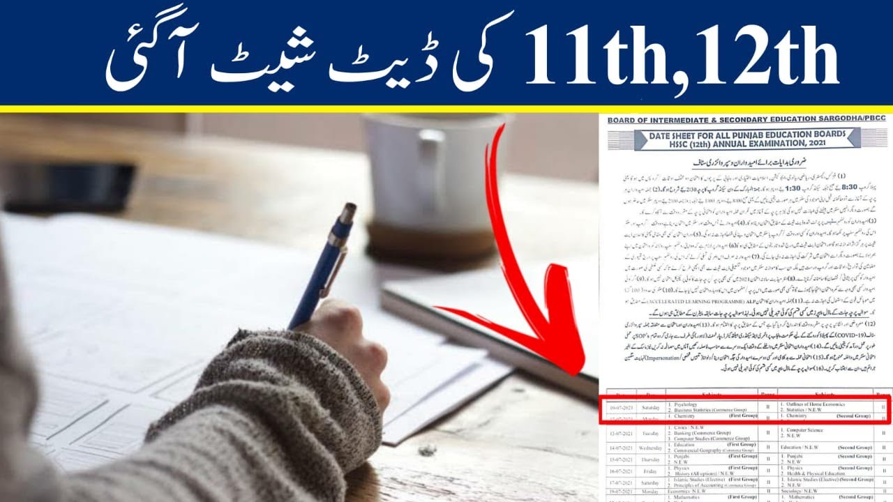 1st year 2nd year date sheet | Inter date sheet 2021