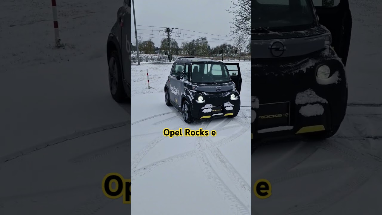 Opel Rocks e im Schnee.#Opel #Rockse #microcar #elektroauto #Winter #Schnee #Leichtkraftfahrzeug