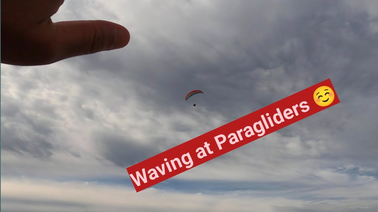 Waving at Paragliders at Cape Byron lightstation