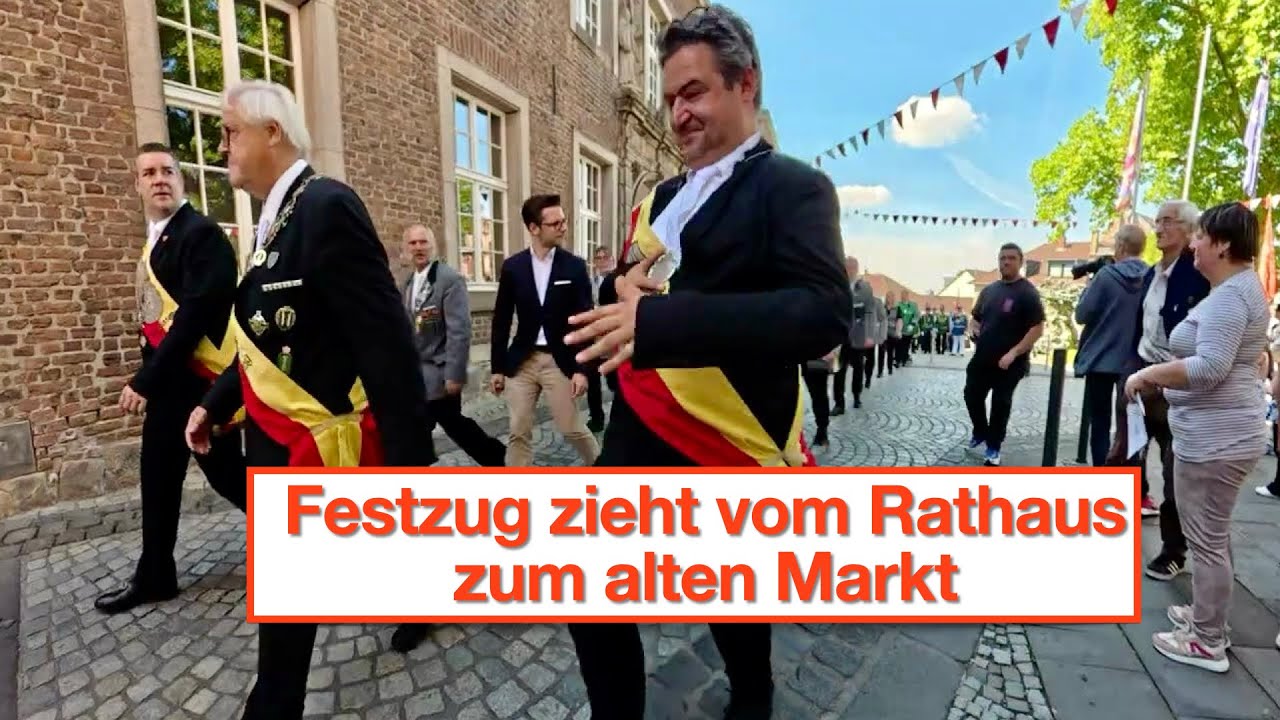 Mönchengladbach Stadtschützenfest 2025 - Festzug zieht vom Rathaus zum alten Markt (4K)