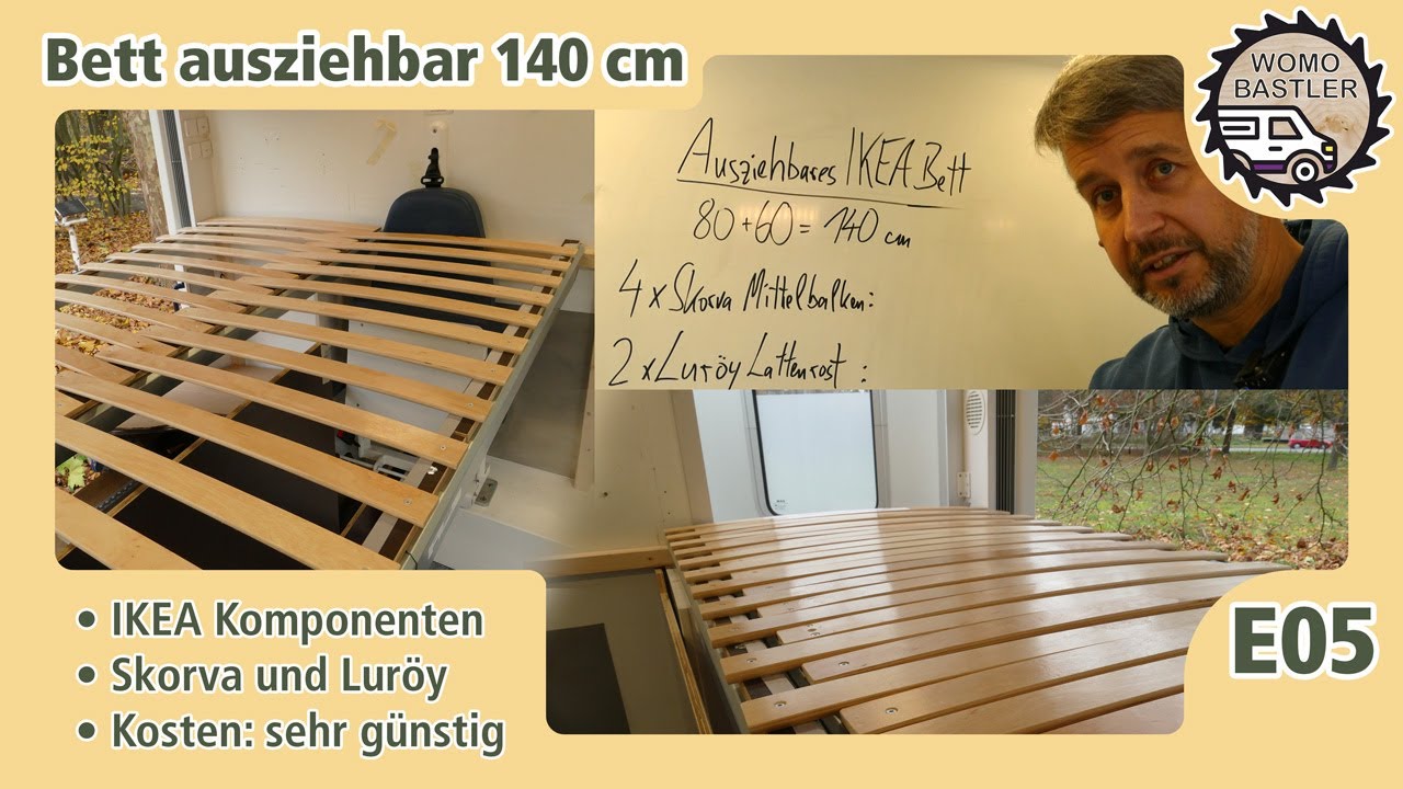 Ausziehbares Bett - IKEA Skorva und Lur&ouml;y | Krankenwagen 4x4 🚑 DIY Camperausbau | E05 | WoMo Bastler