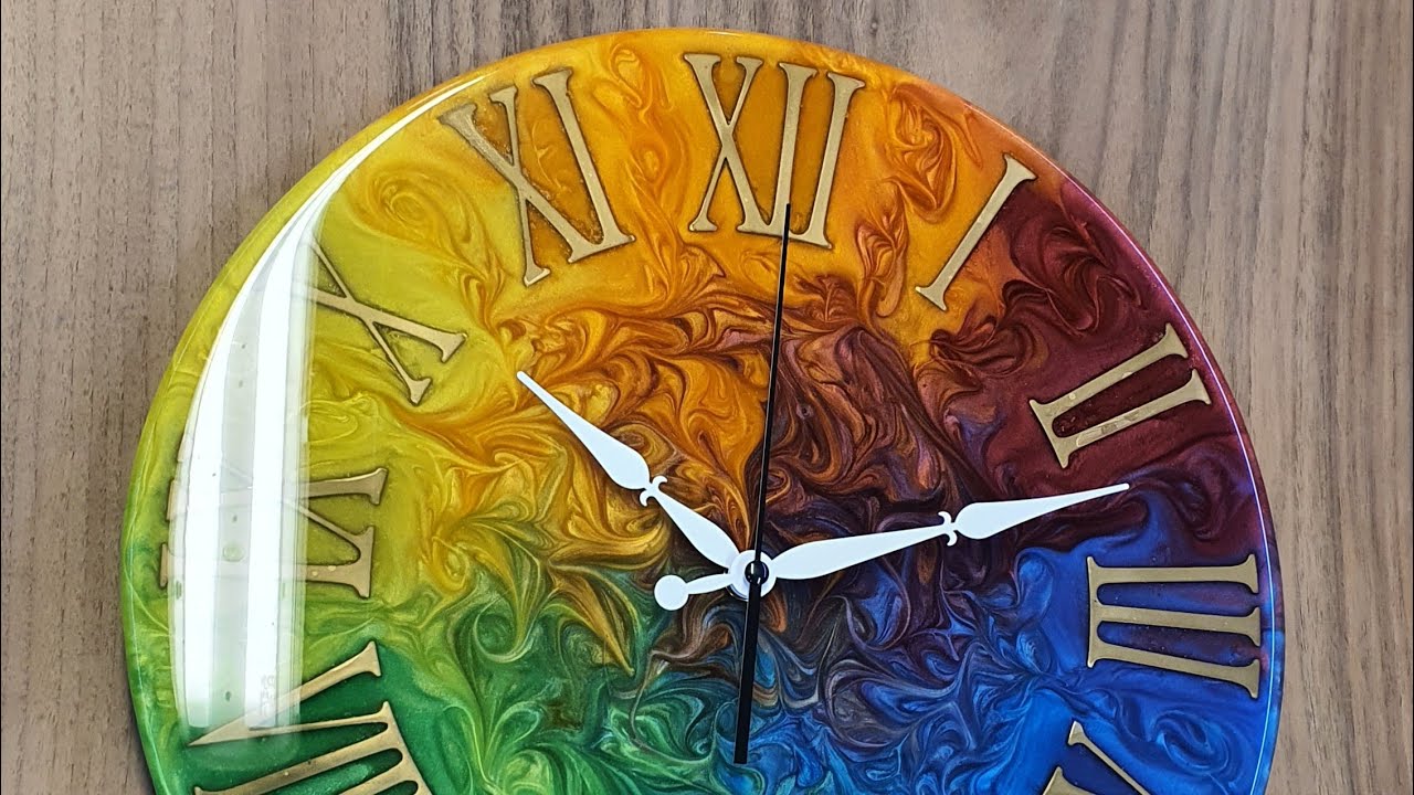 Stunning Colorful Epoxy Resin Laser Cut Clock - Perfect Décor Statement