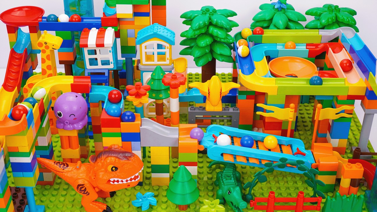 INSANE LEGO Duplo Marble Run ASMR ☆ High Elevator Race & Park Animal Arena Race Battle!