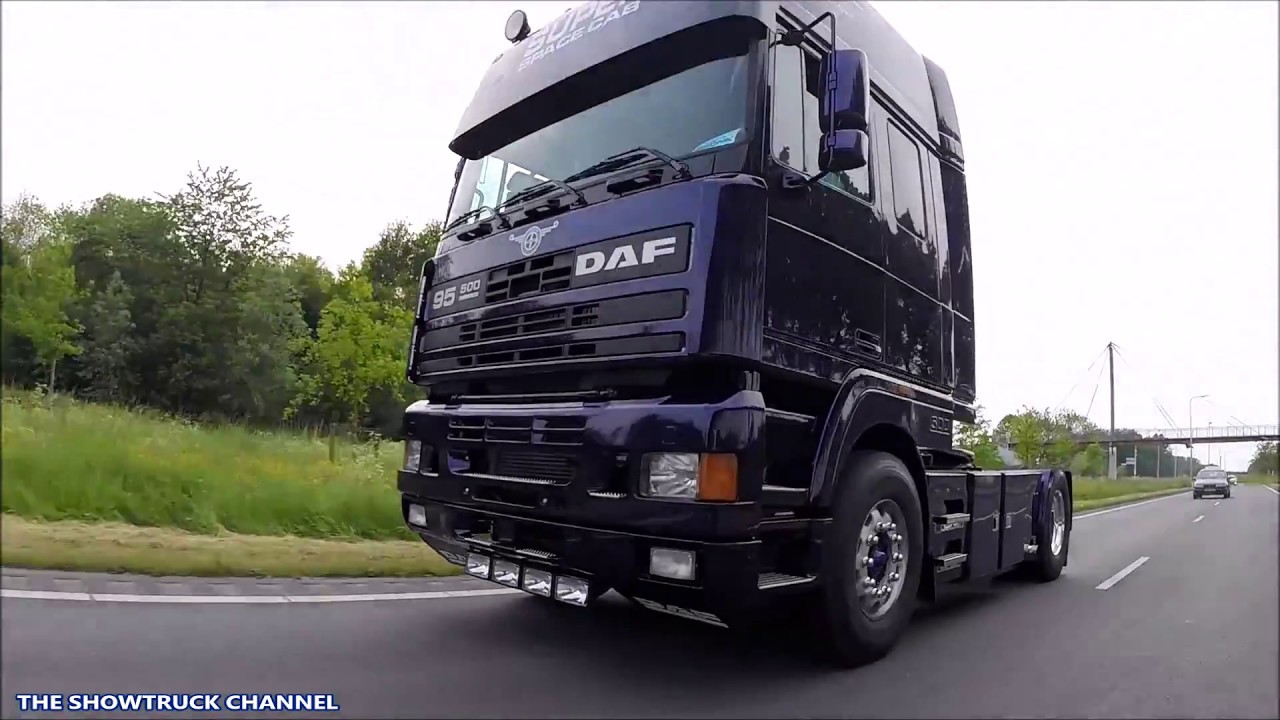 1994 DAF 95.500 CUMMINS DIESEL + JAKE BRAKE ROLLING FOOTAGE