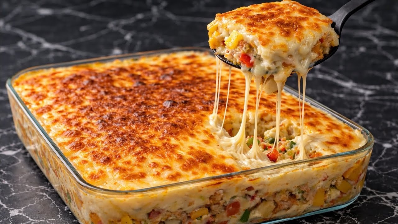 وصفة متكاملة لصينية البطاطس بالفراخ والبشاميل بطعم غني وقوام كريمي 🍽️