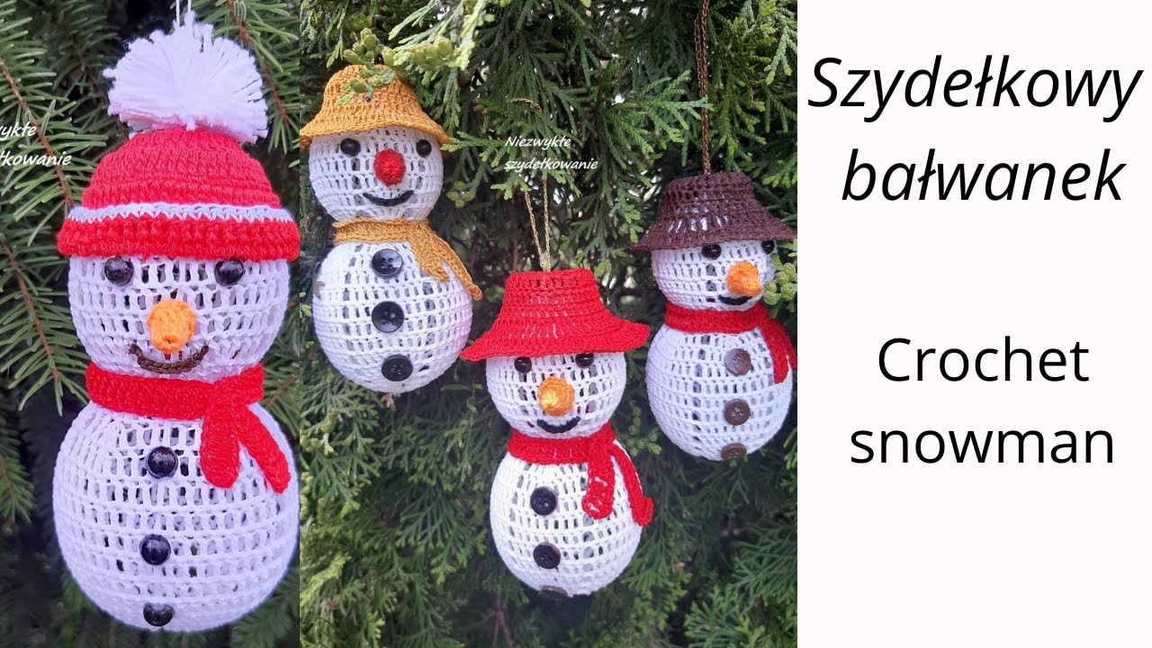 Ażurowy bałwanek, szydełko. Autor/Author Renia K. Christmas snowman