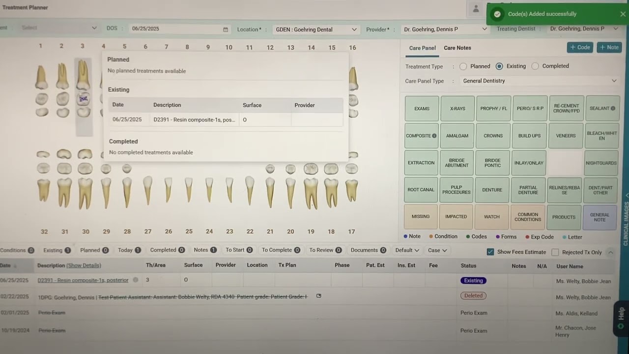 Charting existing and needed treatment with  Carestack.
