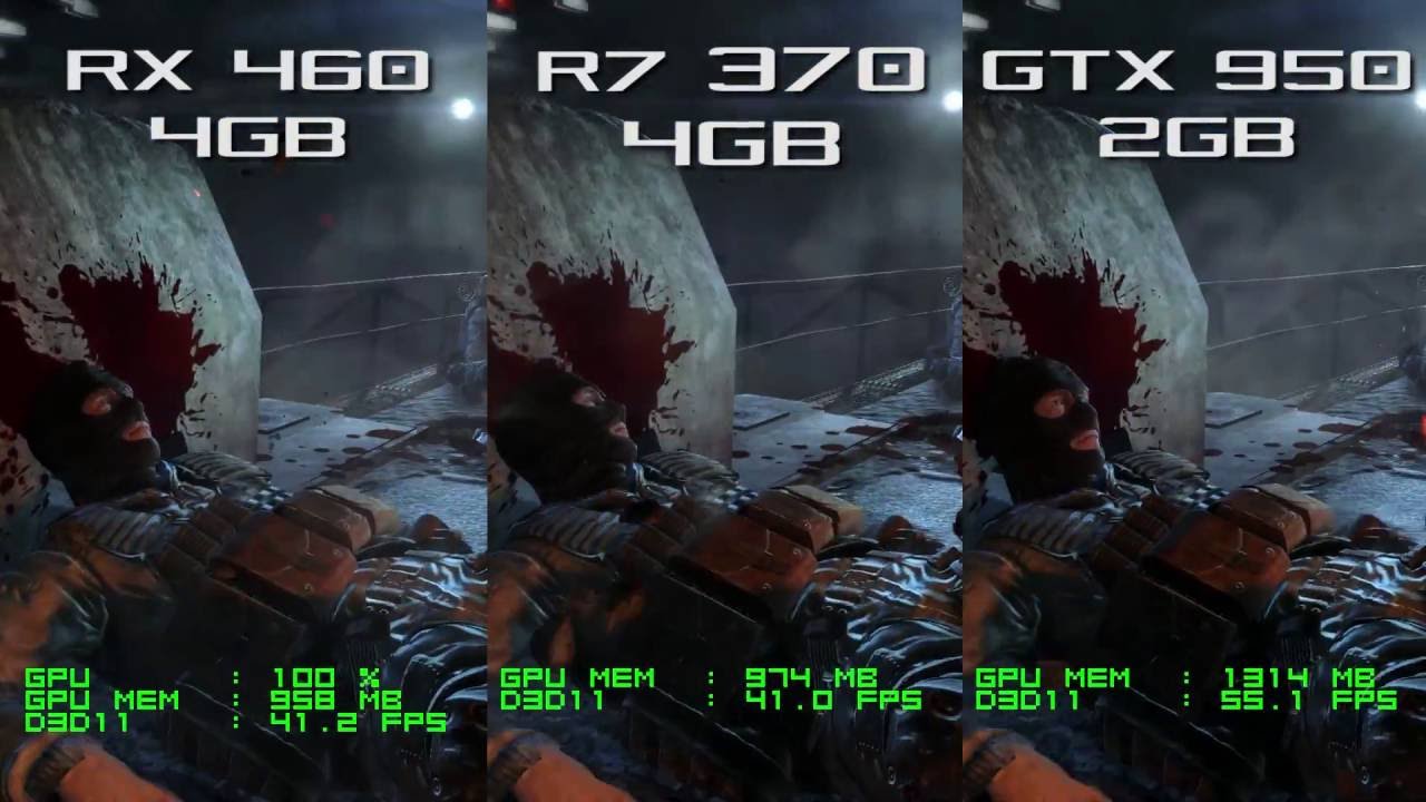 RX 460 NITRO vs R7 370 vs GTX 950 - Metro Last Light 1080p Frame Rate Test