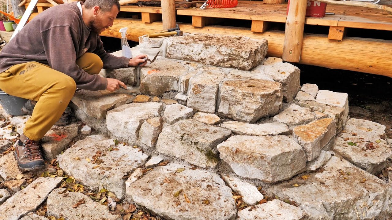 Stone Stairs & Masonry / Off Grid CABIN Building (S4 Ep18)