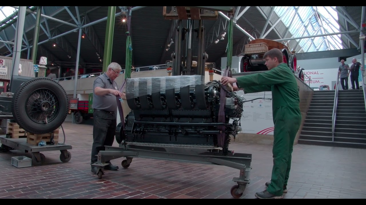 Restoring the Sunbeam 1000hp - placing the rear engine into chassis
