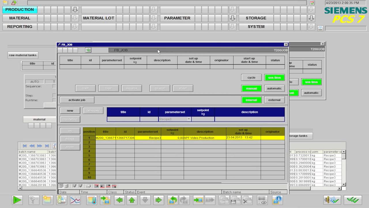Managing parameter sets, jobs and the archive functions