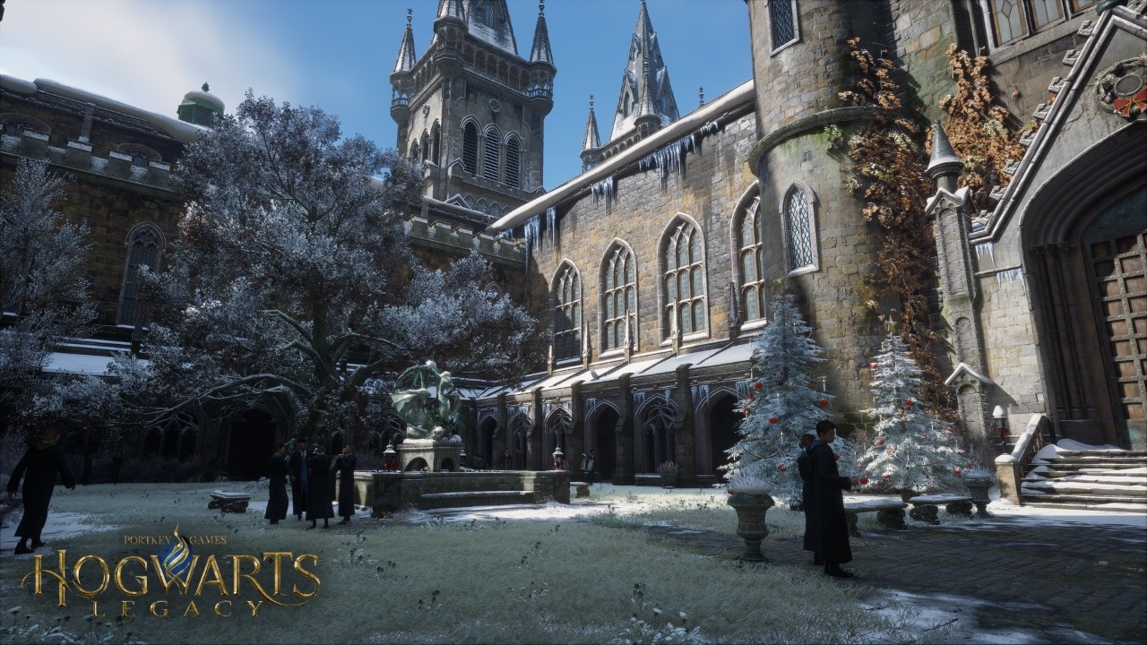 [4K] Relaxing Winter Walk in Hogwarts Castle | First-Person Ambience & Music