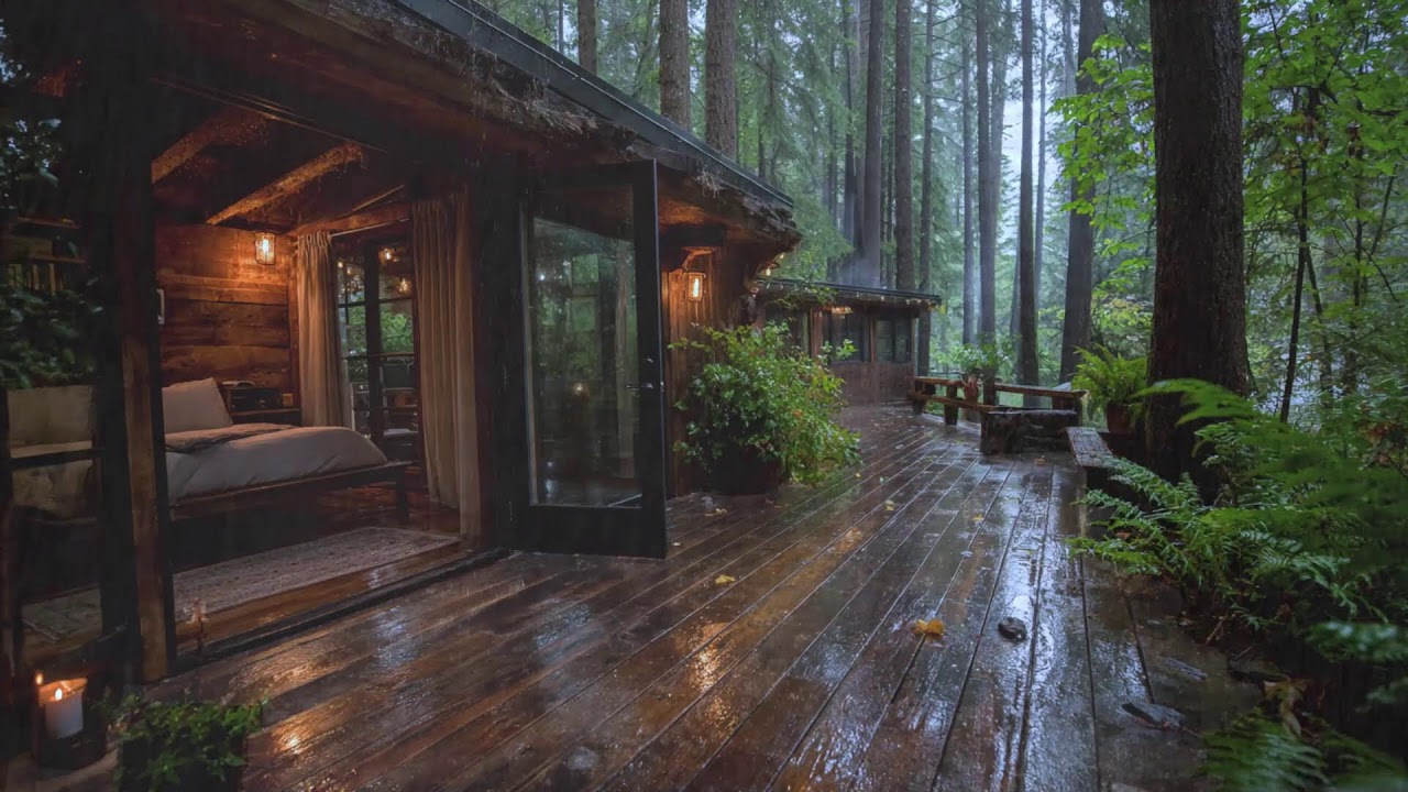 Peaceful Rain Sounds at a Cozy Wooden Cabin | Sleep Instantly & Reduce Anxiety
