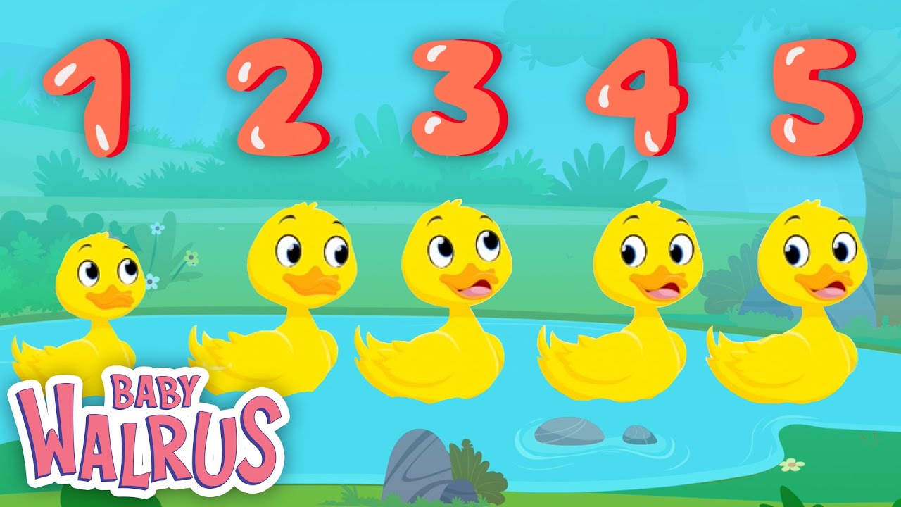 Five Little Ducks | Animated Nursery Rhymes & Kids Songs | Baby Walrus