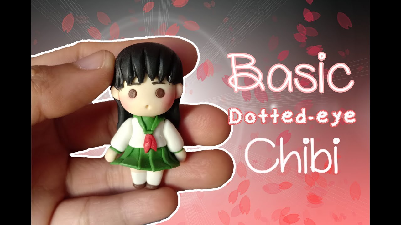 How to make a simple dotted chibi using cold porcelain clay│ Kagome Higurashi clay