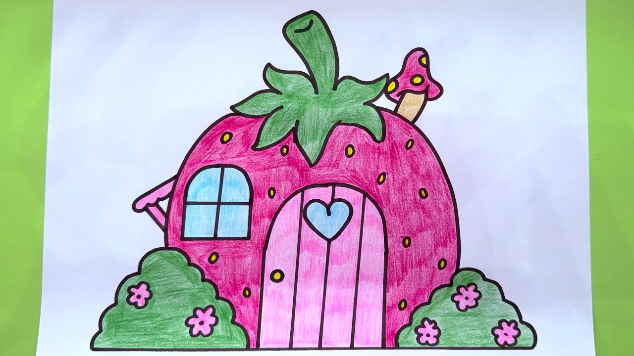 تعليم الرسم للأطفال/رسم بيت كيوت /رسم منزل/رسم سهل للاطفال#drawing #howtodraw #art #preschool 