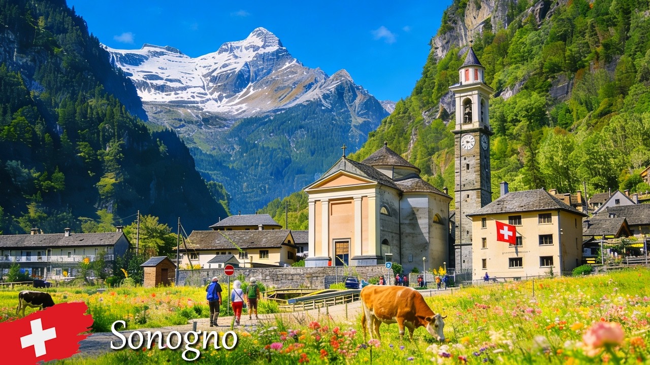 Сононьо, Швейцария 🇨🇭 Прогулка по швейцарским деревням 🌞 Самые красивые деревни 🌷 4K