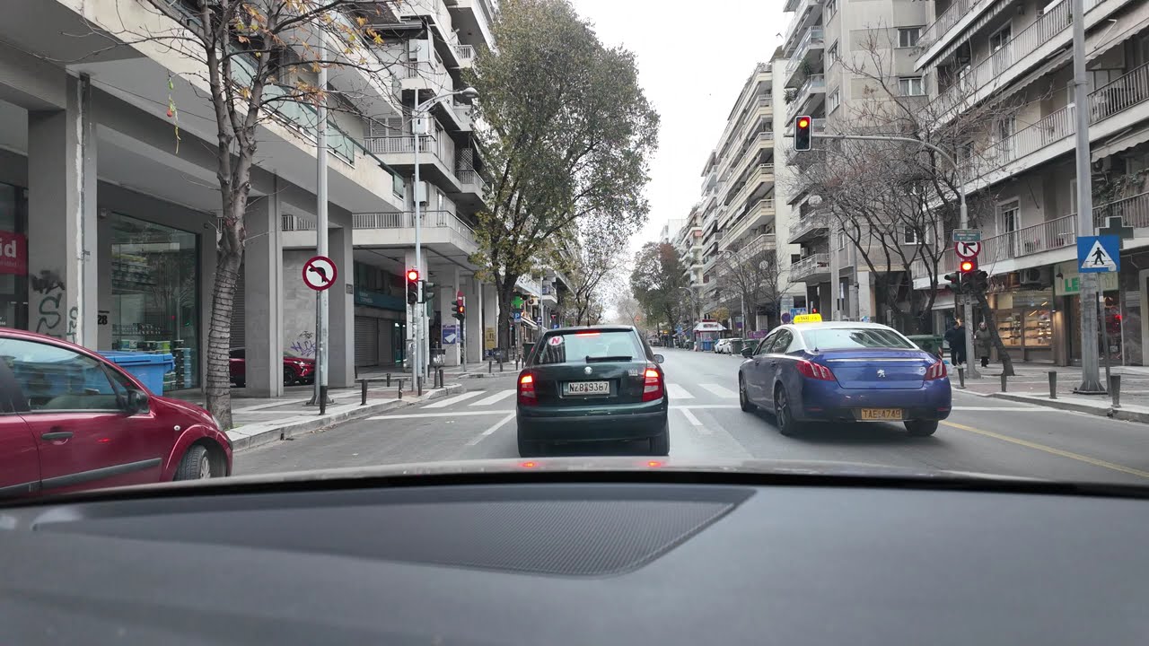 Διασχίζουμε πρωί,την συννεφιασμένη Θεσσαλονίκη Β Όλγας Τσιμισκή Εγνατίαοδός Λαγκαδά #thessaloniki#4K