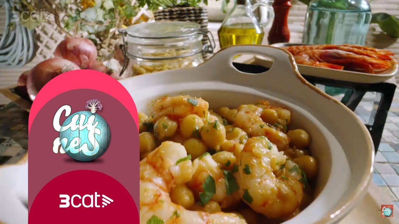Estofat de cigrons amb gambes - Cuines