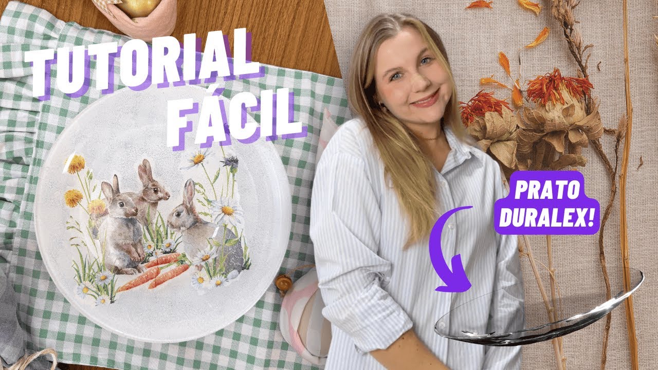 COMO FAZER PRATO DECORADO com DECOUPAGE de Guardanapo | Tutorial Fácil e Rápido prato DURALEX