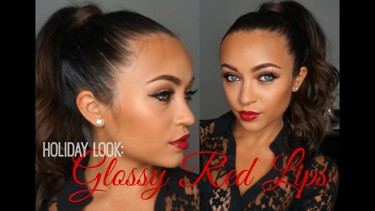 Holiday Makeup Tutorial: GLOSSY RED LIPS ♡
