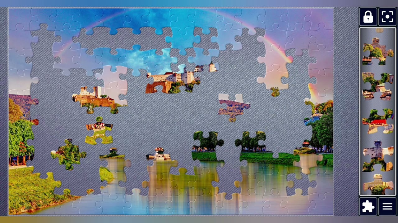 Austria,Rainbow over Salzburg Cadtle🌈🏯//jigsaw puzzles craft🧩🧩//Amazing puzzles Art🧩🧩//puzzlesArt🧩//