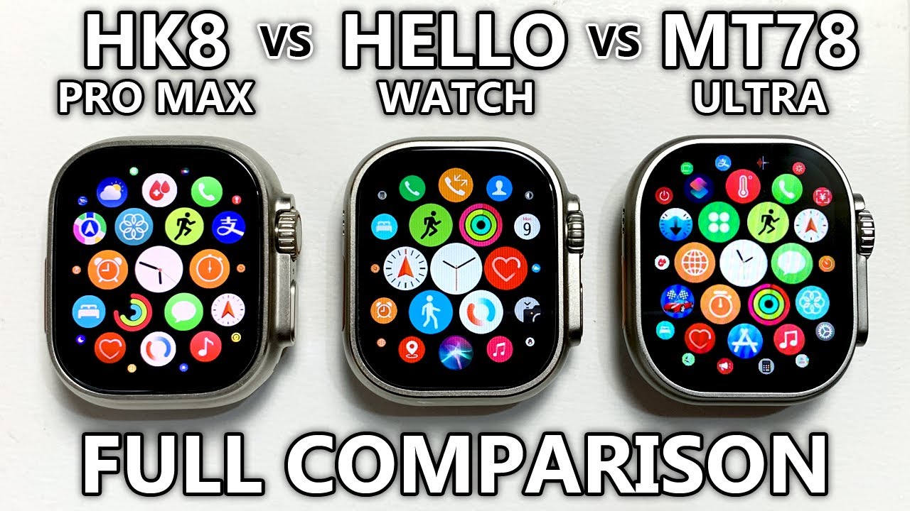 HK8 Pro Max vs Hello Watch vs MT78 Ultra Full Comparison! Apple Watch Ultra Top 1 Copy 2023 - ASMR