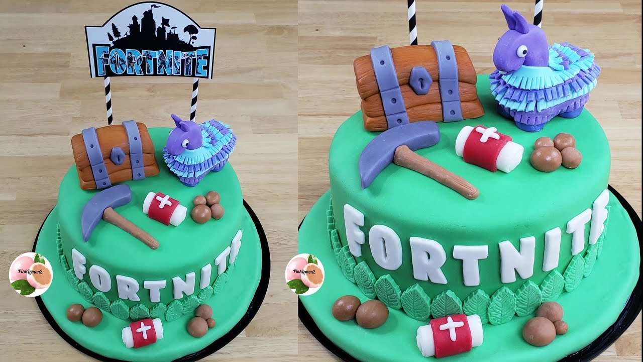 FORNITE CAKE /PASTEL O TORTA DE FORNITE  (LLAMA,COFRE Y MAS)