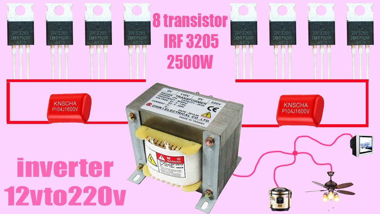 How to make a simple inverter 2500W, 8 transistor IRF 3205, creative prodigy #11