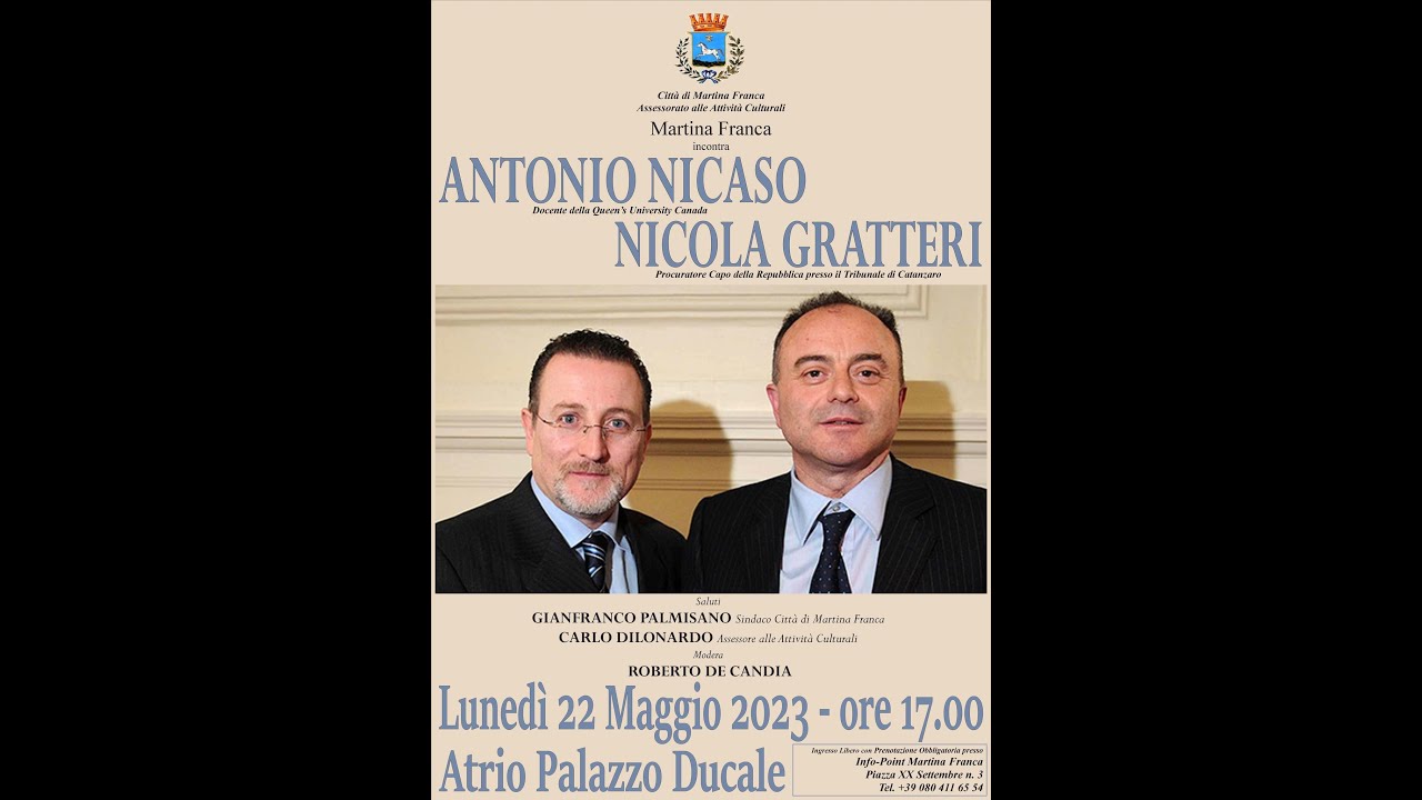 Martina Franca incontra Antonio NICASO e Nicola GRATTERI 22/05/2023