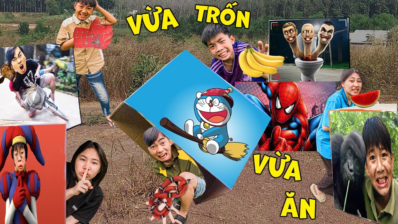 Thái Chuối Trốn Tìm Trong Thùng Carton Theo Nhân Vật Sogoku, Skibidi, Pomni Và Luffy Siêu Ngầu