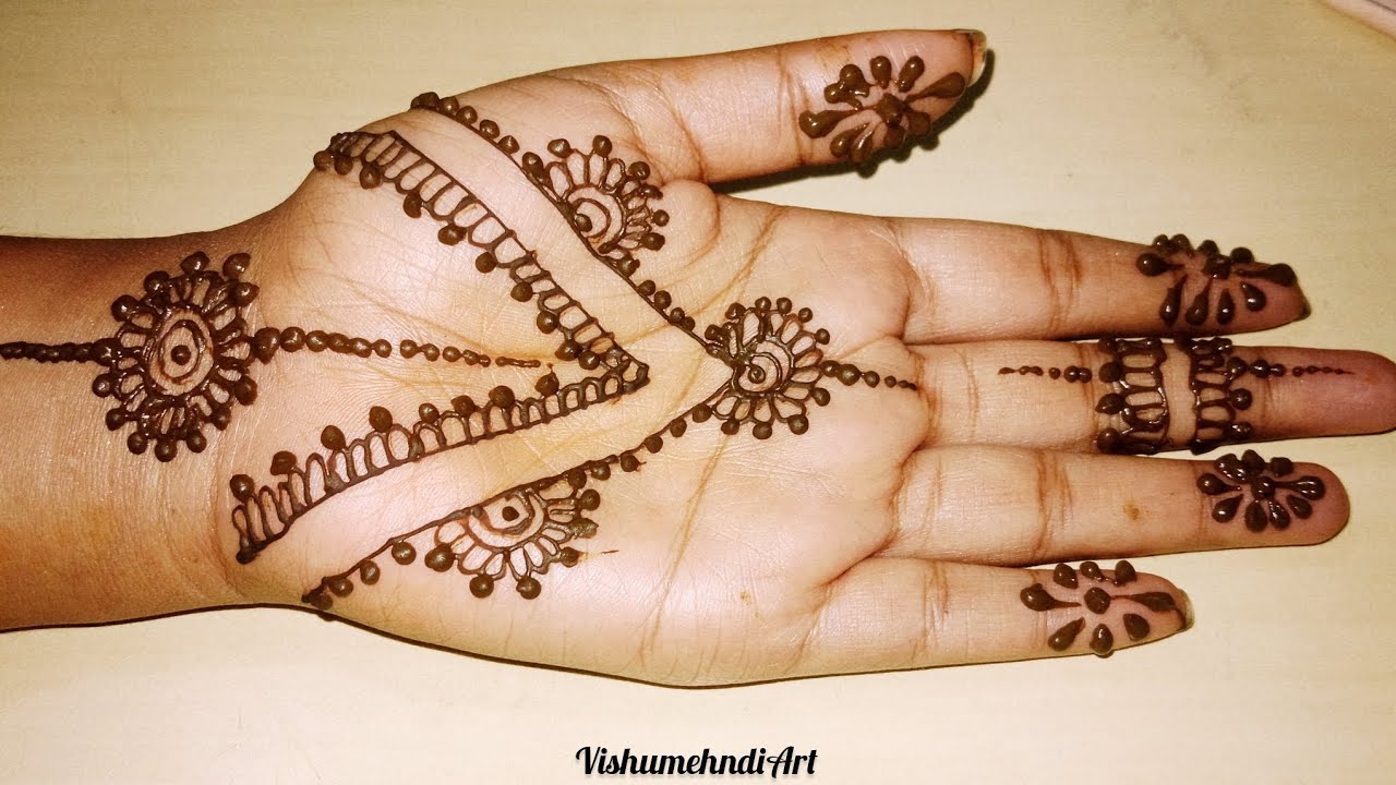 Beautiful Front hand Mehndi design🌿||stylish and easy Front hand full mehndi design||vishumehndi-art