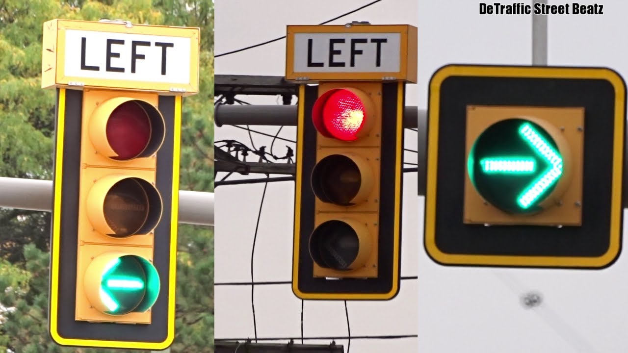 Traffic Lights & Left Turn Flashing Red Signals | 10 Mile Rd & Evergreen