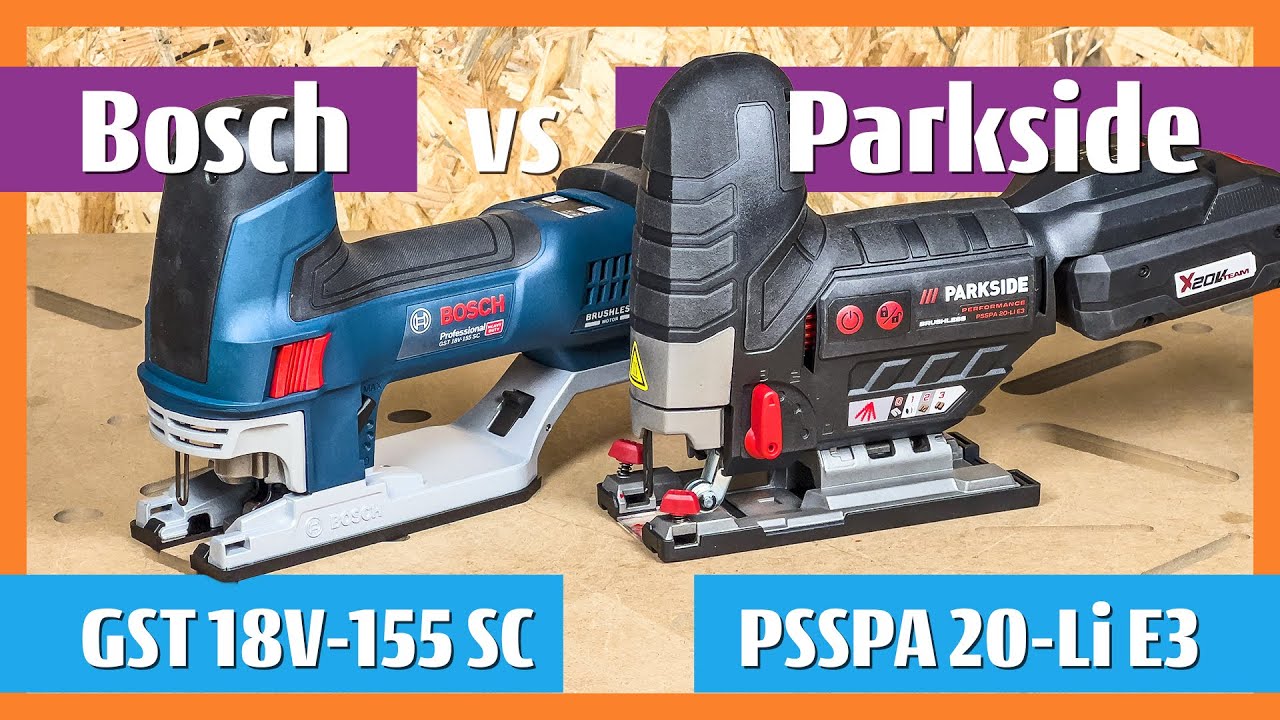 Bosch vs Parkside Brushless CORDLESS JIGSAW Barrel Grip Handle GST 18V-155 SC vs PSSPA 20-Li E3