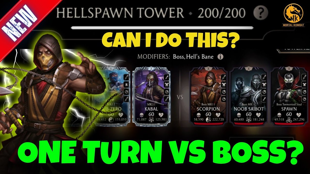Hellspawn Tower 200 (Normal) | ONE Turn Challenge? 😱  | Mortal Kombat Mobile