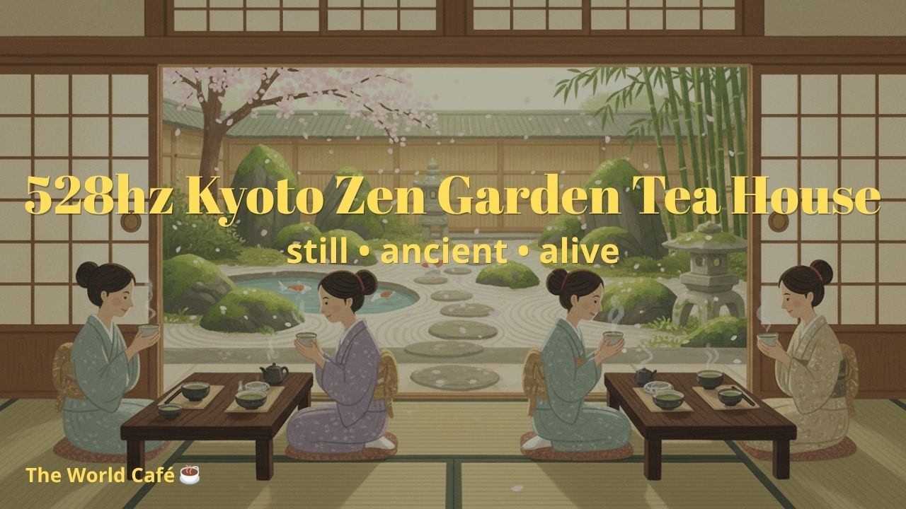 528hz Kyoto Zen Garden Tea House 🇯🇵🌸 3 Hours Study, Focus & Relaxation Music • The World Café