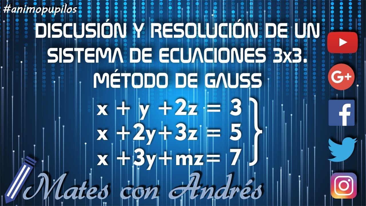 Discutir y resolver un sistema de ecuaciones 3x3 con parámetro. Método de Gauss 02