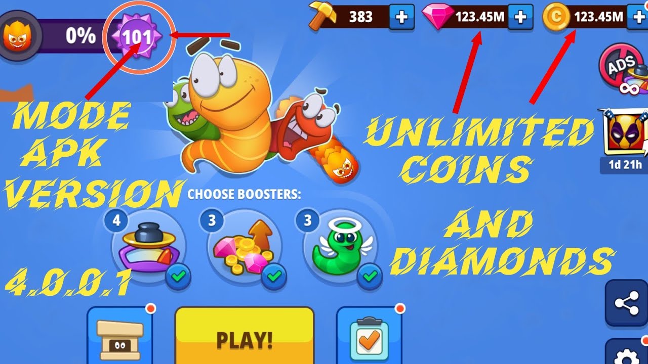 WORM HUNTER = Unlimitade Coin And  Diamond 🤯! Worm Hunter New video! Mode Apk #game #video #ytvideo