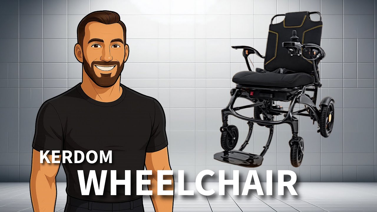 KERDOM DX07 Ultra Light Carbon Folding Electric Wheelchair - Weighs Just 36.5 Lbs w/o the Battery