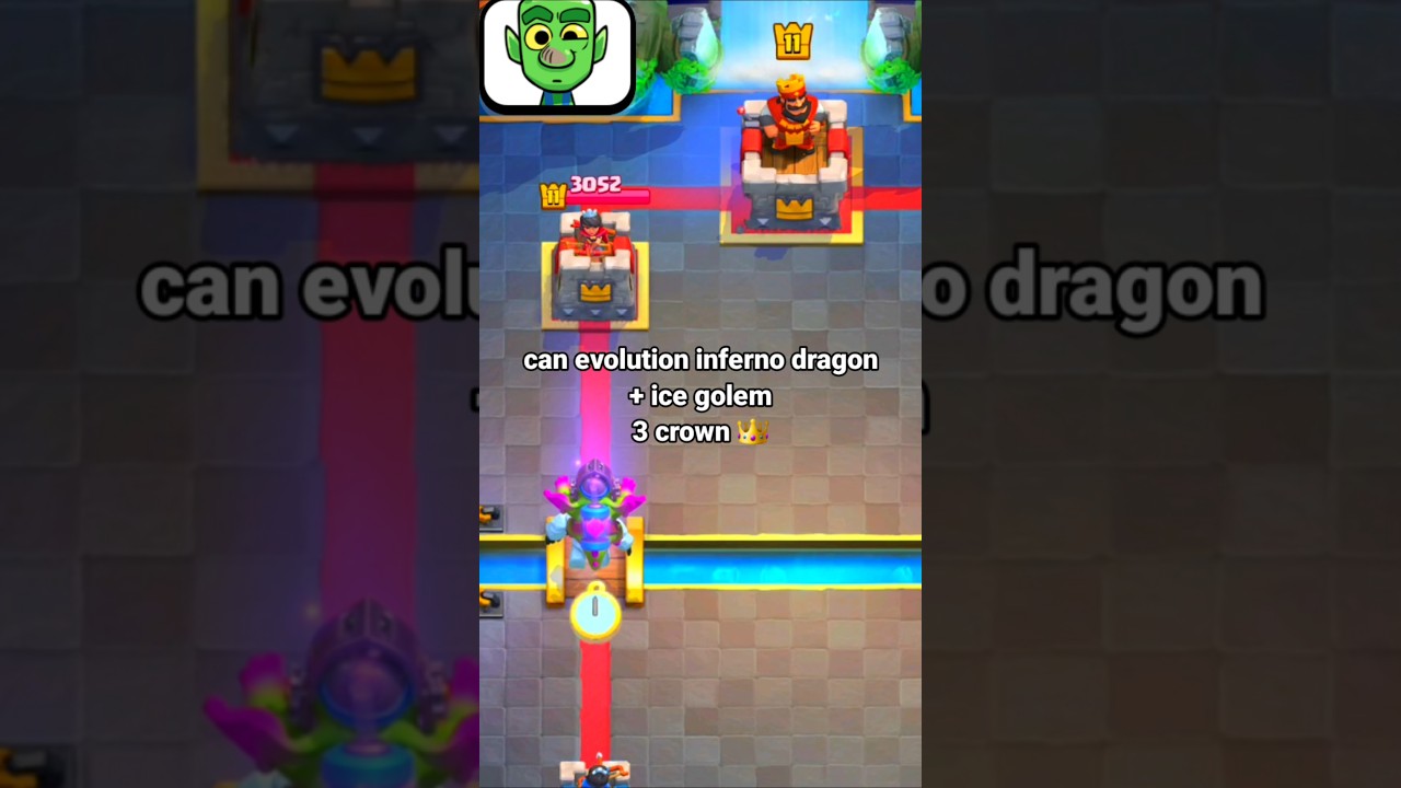 can evolution inferno dragon + ice golem 3 crown 👑 #clashroyale