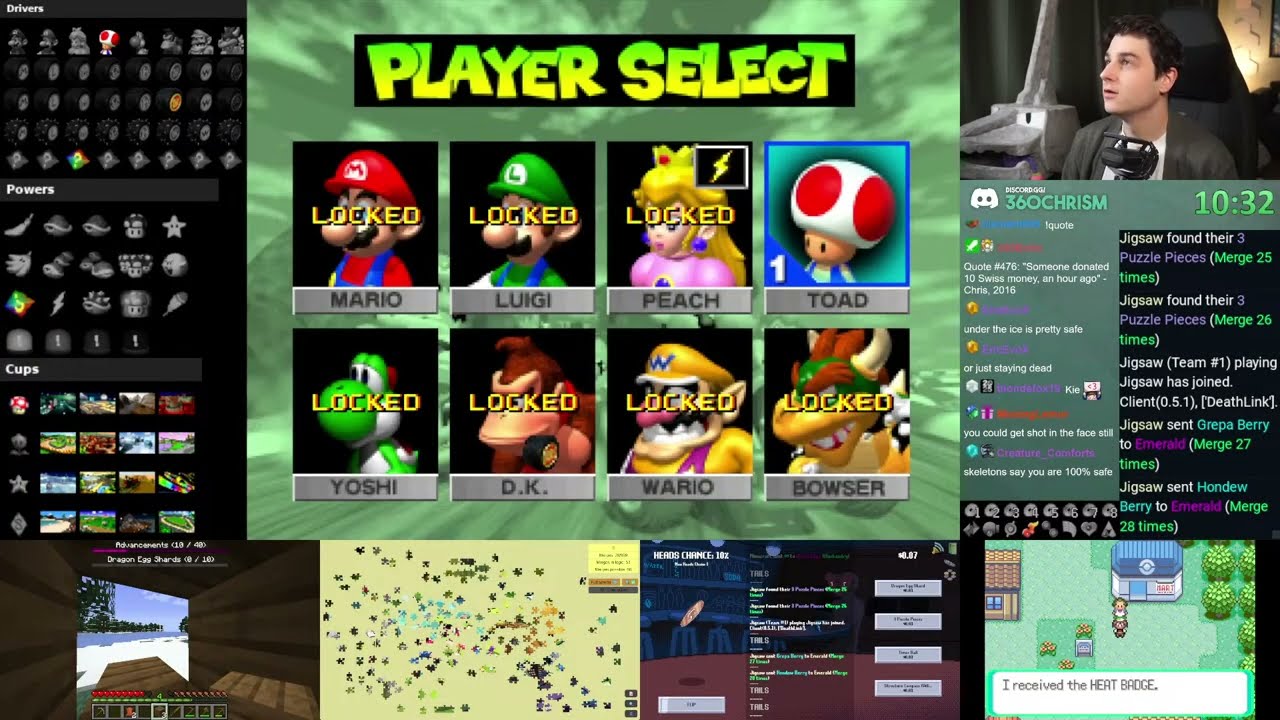 5 Game Randomizer, now with Unfair Flips! (Emerald, Mario Kart 64, Minecraft, 1000 Piece Jigsaw)