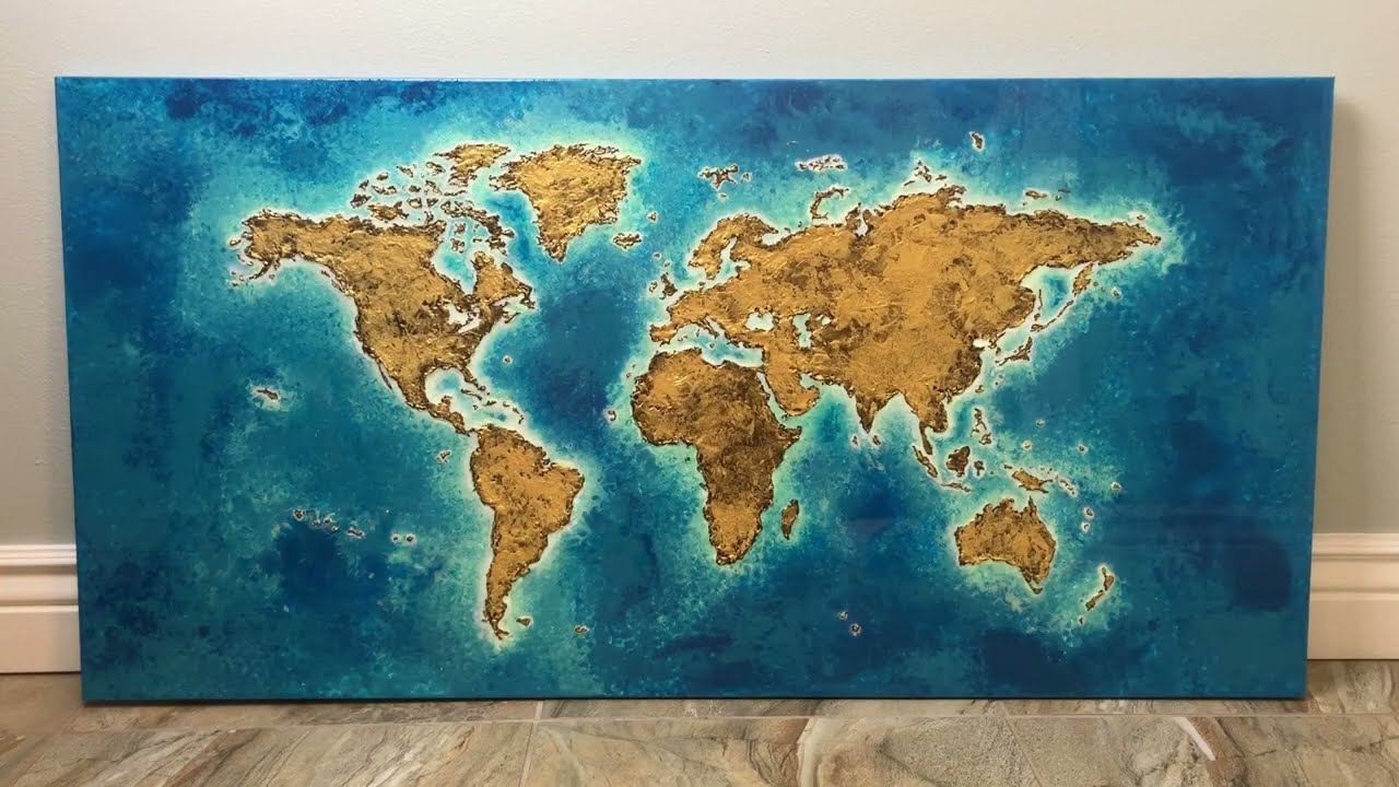 Gorgeous 24x48in Acrylic Pour Painting with Epoxy and...