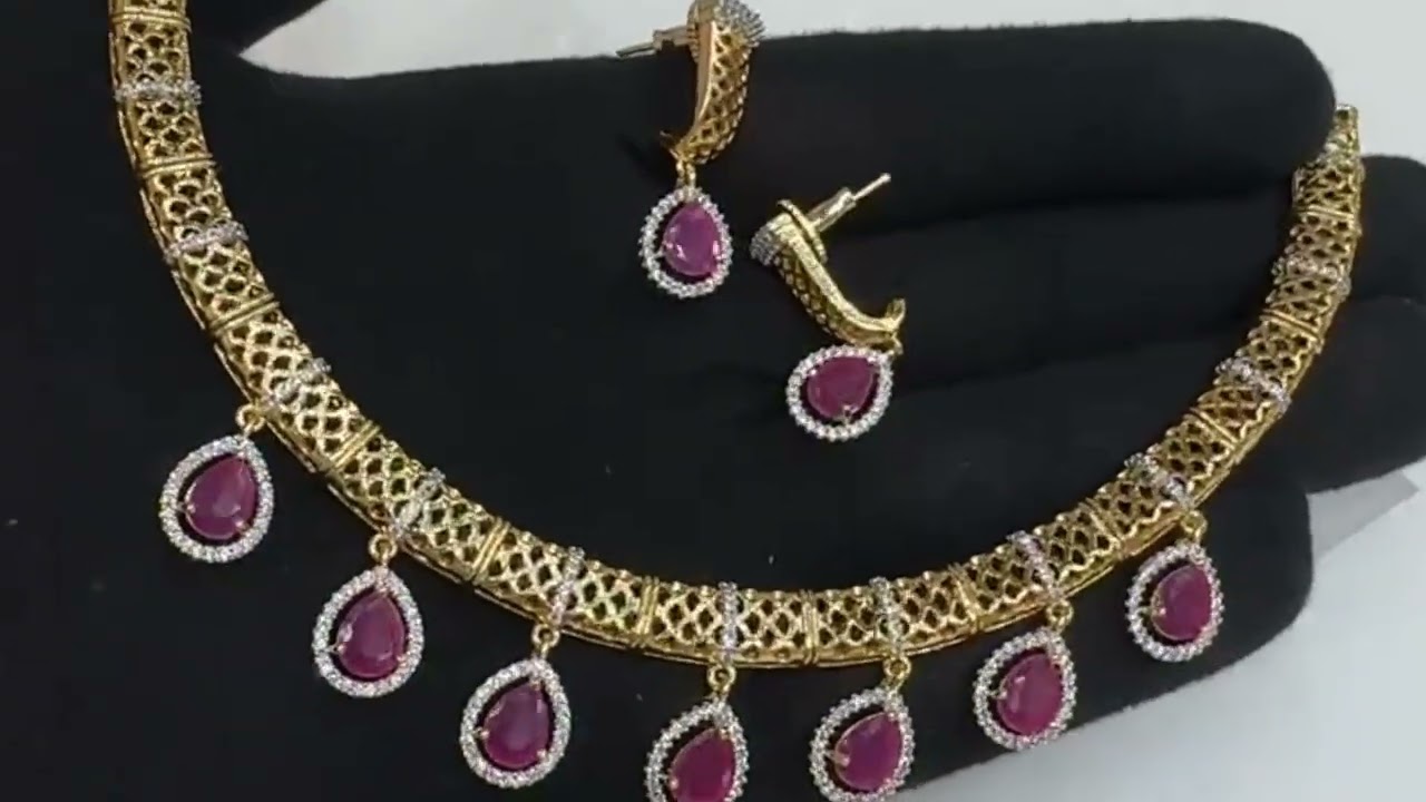 Premium Quality american diamond necklace with earrings 😍😍 DM for comments 