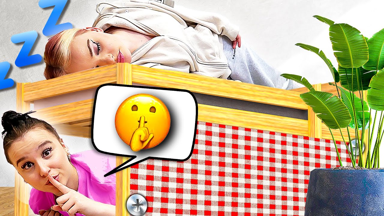 GEHEIMEN RAUM unter Bett bauen ! 🤫😳 (Schwester beobachten) - Celina