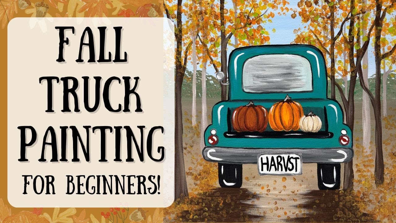 Beginner Pumpkin Pickup Truck Painting | Step by Step Acrylic Painting Tutorial