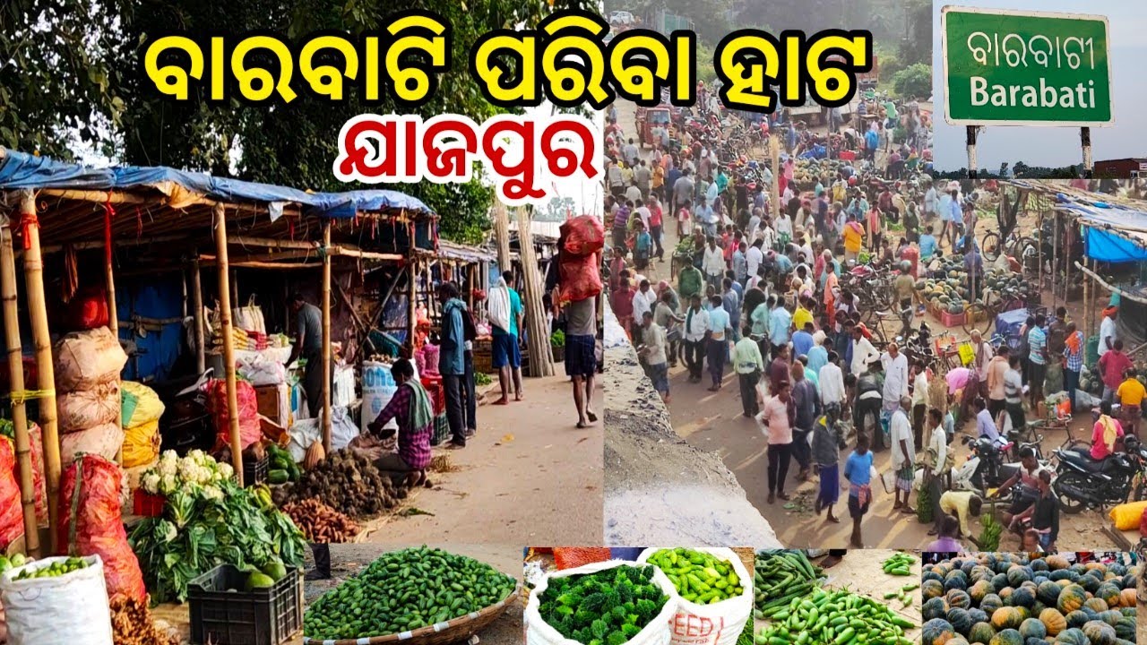 ପରିବା ହାଟ | village market | barabati vegetable market || jajpur || biggest daily market  of odisha