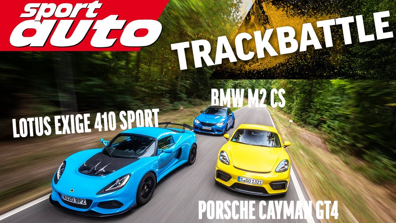 BMW M2 CS vs. Exige 410 Sport vs. Cayman GT4 | Trackbattle Hockenheim-GP| sport auto