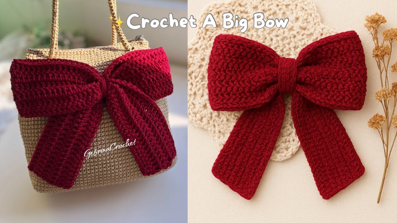 Tutorial Mudah Membuat Pita Rajut Untuk Aksesoris | How to Crochet A Big Bow For Beginner